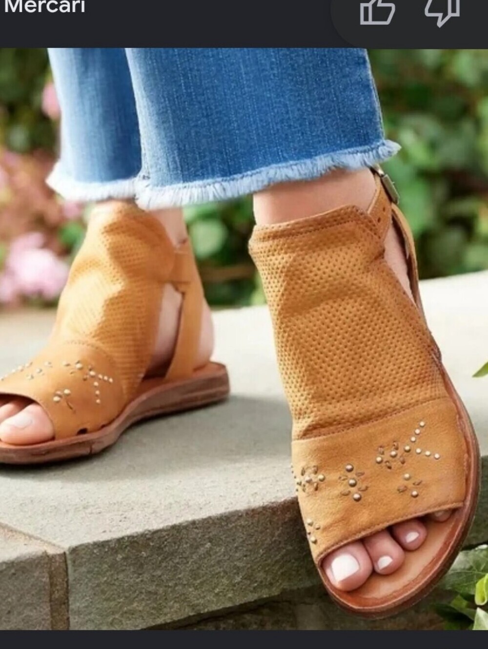 Miz Mooz Fifi Women’s Tan Open-Toe Studded Ankle Sandals Sz 37 US 6.5
